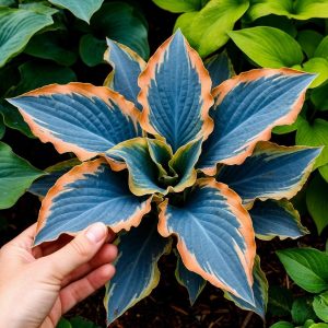 Хоста Океан Вью купить по цене от 960р. в интернет-магазине «Посадика» с доставкой почтой в в Пласте и по всей России – [изображение №1].