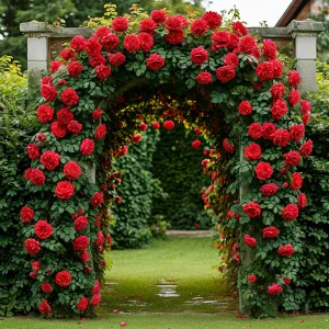 Роза плетистая Алый Триумф купить по цене от 319р. в интернет-магазине «Посадика» с доставкой почтой в в Пласте и по всей России – [изображение №1].